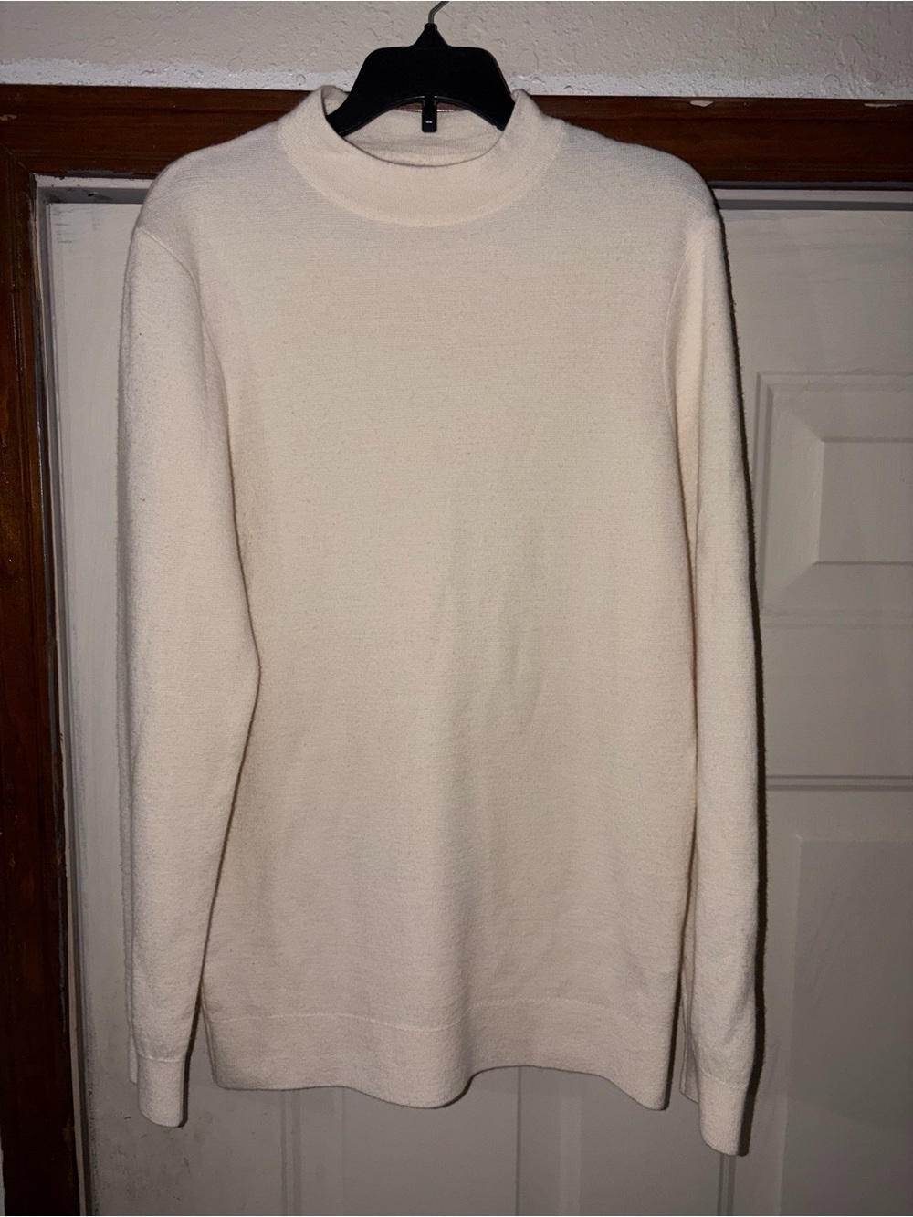 Zara Man Fine Mock-Neck Sweater – Size M – Ecru (50% Wool)